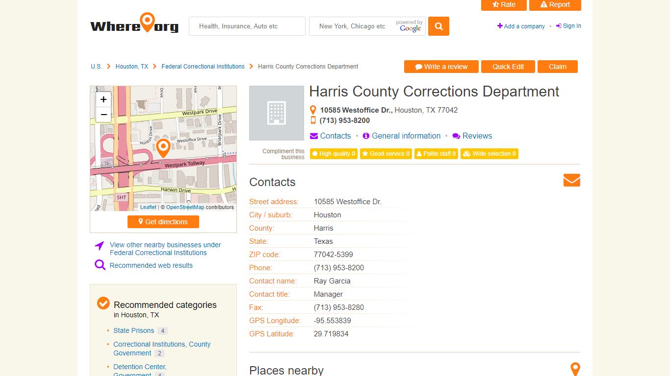 Harris County Corrections Department in Houston, TX